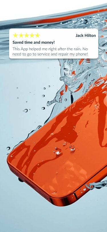 iPhone with water in speaker - Water Eject app interface showing water removal process 1