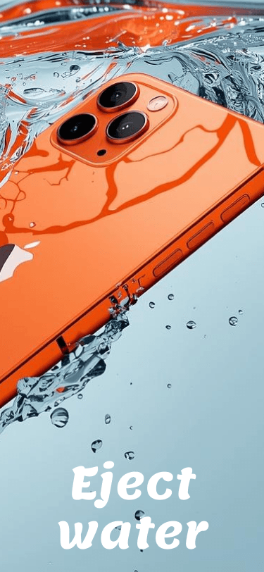 iPhone with water in speaker - Water Eject app interface showing water removal process 2