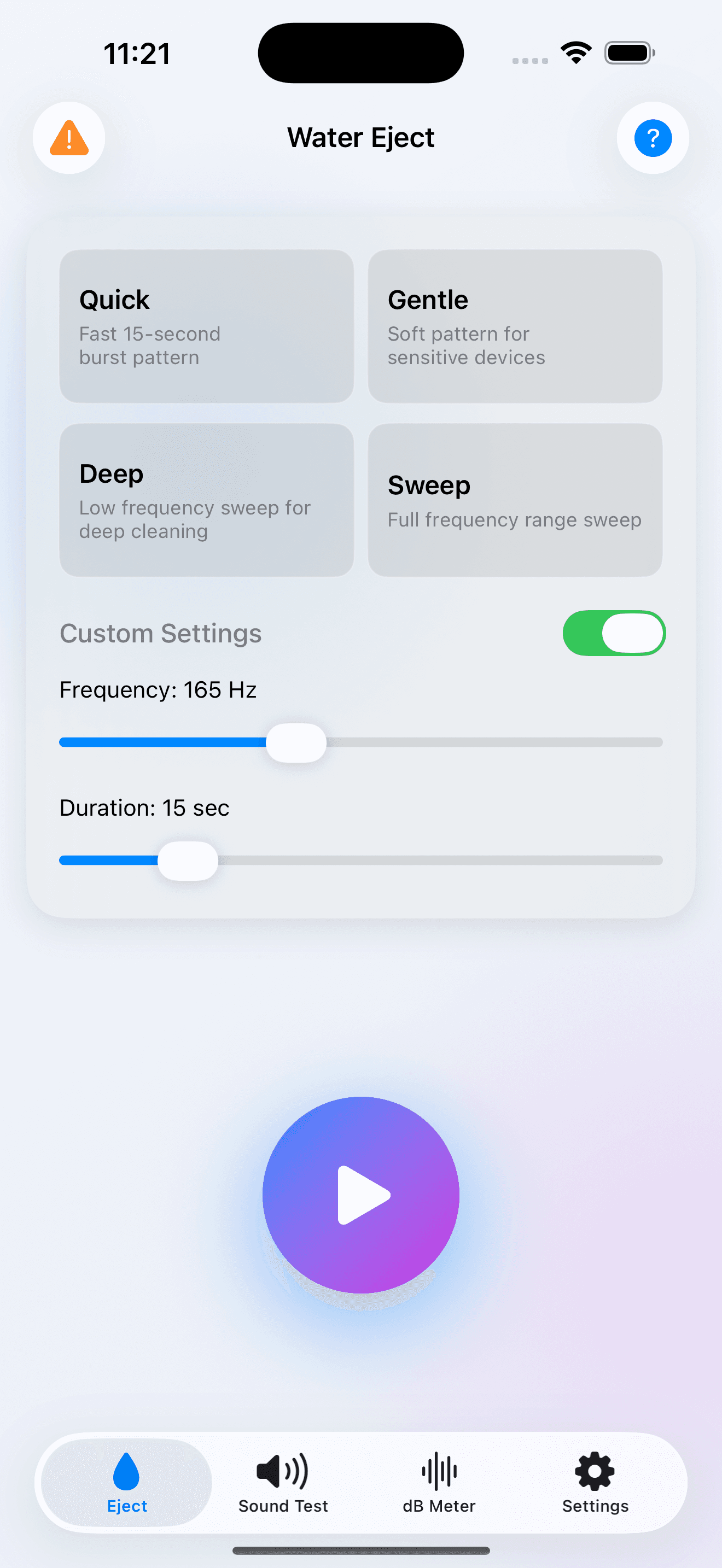 iPhone with water in speaker - Water Eject app interface showing water removal process 3